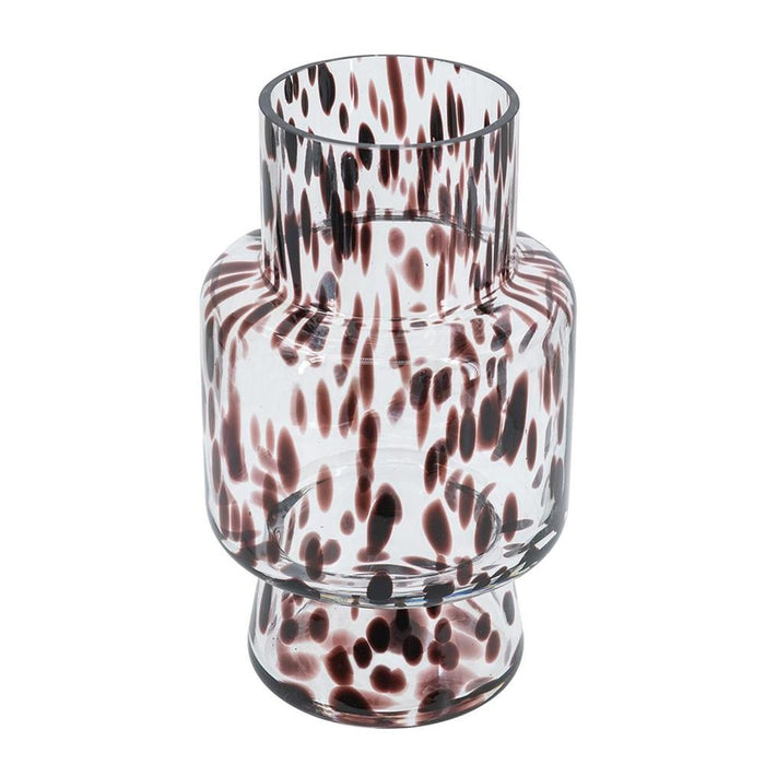 10" Amber And Clear Abstract Glass Cylinder Table Vase