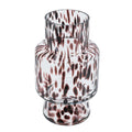 10" Amber And Clear Abstract Glass Cylinder Table Vase
