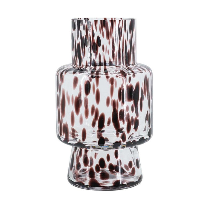 10" Amber And Clear Abstract Glass Cylinder Table Vase