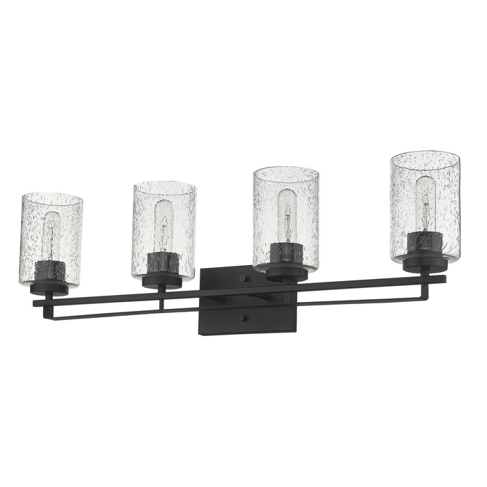 10" Black And Clear Metal and Glass Vanity Flush Mounted Sconce