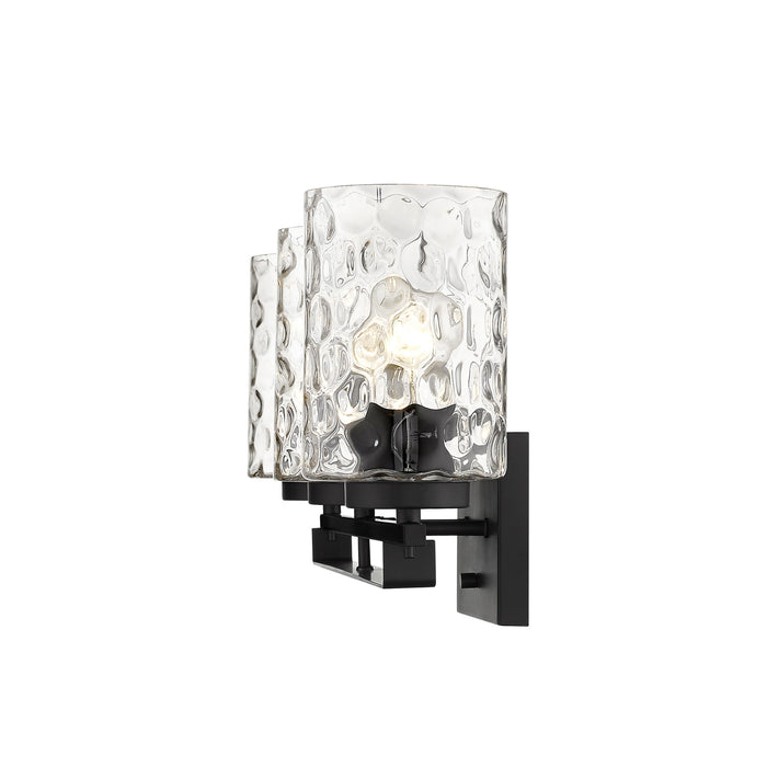 10" Black And Clear Metal and Glass Vanity Flush Mounted Sconce
