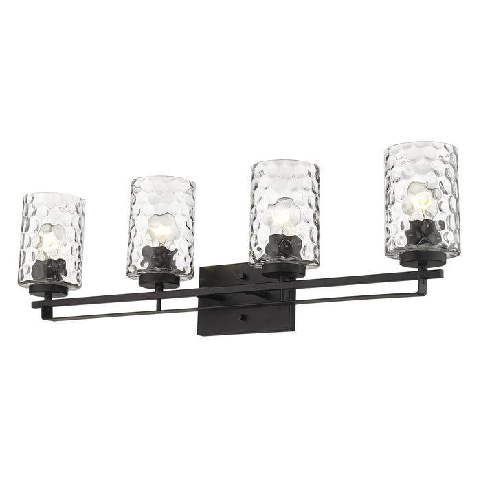 10" Black And Clear Metal and Glass Vanity Flush Mounted Sconce