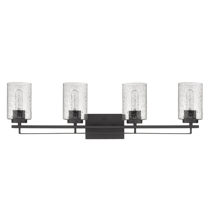 10" Black And Clear Metal and Glass Vanity Flush Mounted Sconce