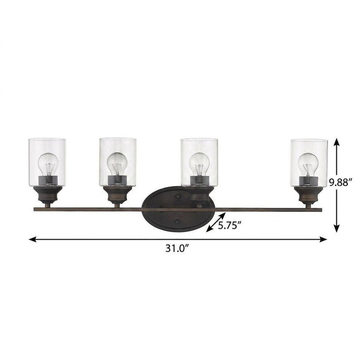 10" Black And Clear Metal and Glass Vanity Flush Mounted Sconce