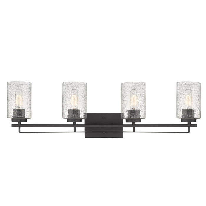 10" Black And Clear Metal and Glass Vanity Flush Mounted Sconce
