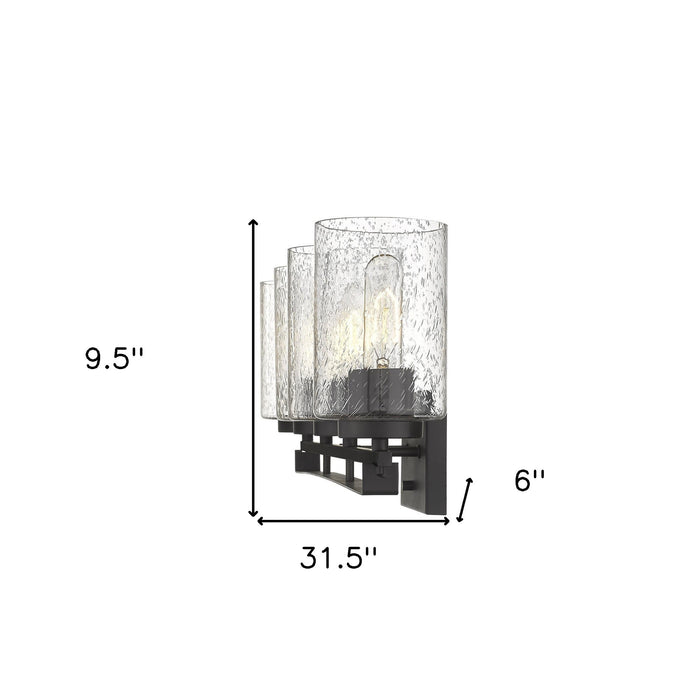 10" Black And Clear Metal and Glass Vanity Flush Mounted Sconce