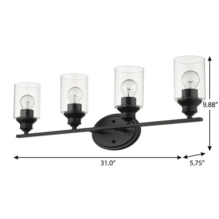 10" Black And Clear Metal Vanity Flush Mounted Sconce
