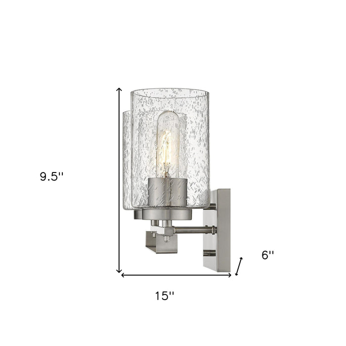 10" Silver And Clear Metal Vanity Flush Mounted Sconce