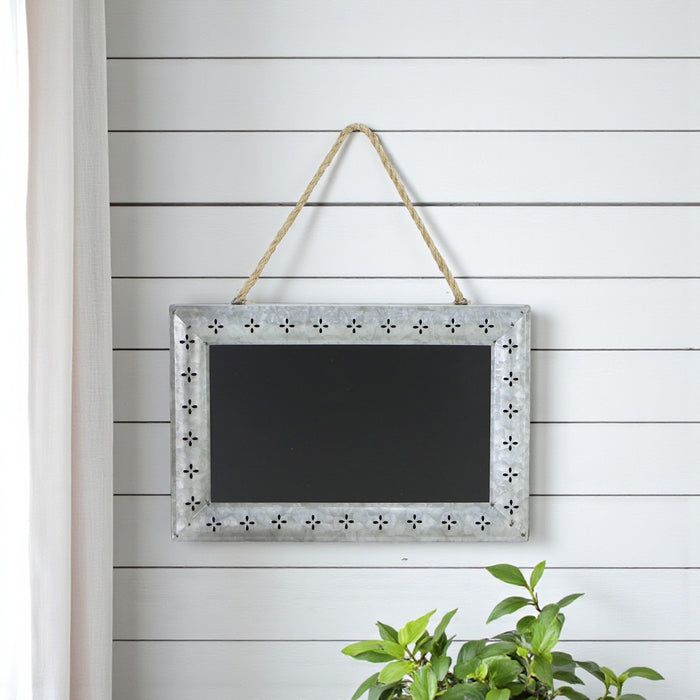 10" X 14" Gray Floral Metal Hanging Chalkboard