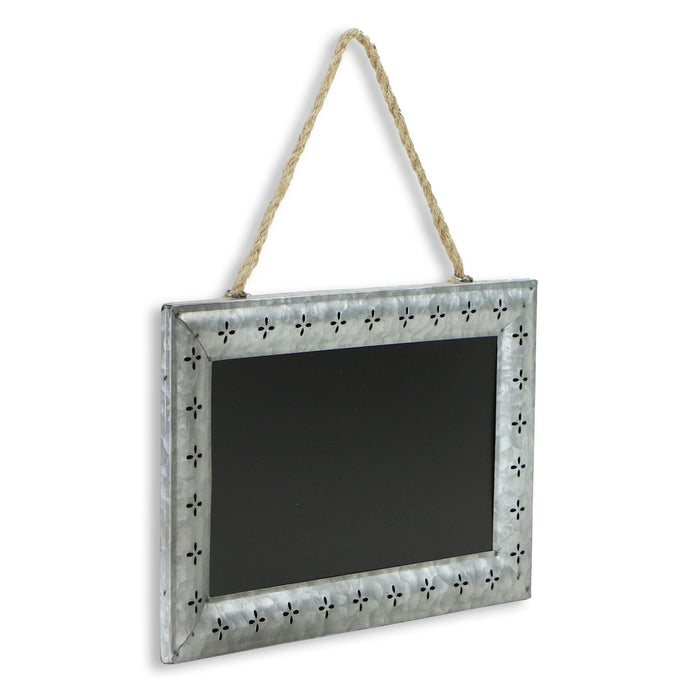 10" X 14" Gray Floral Metal Hanging Chalkboard
