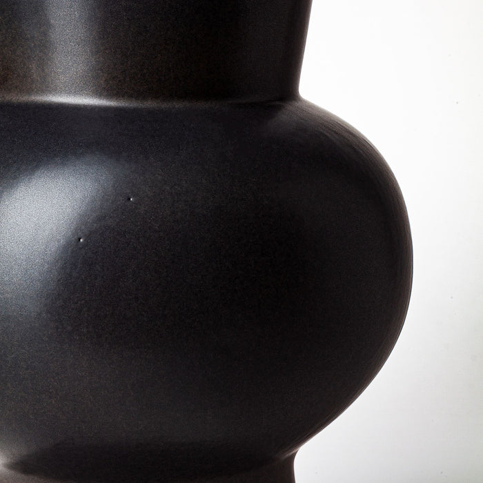 11" Black Abstract Cylinder Ceramic Table Vase