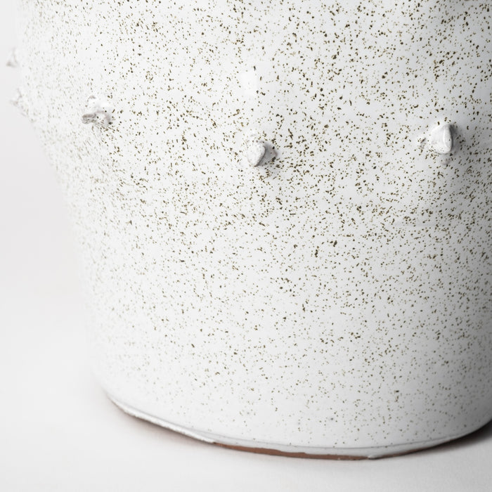 11" White Abstract Cylinder Ceramic Table Vase