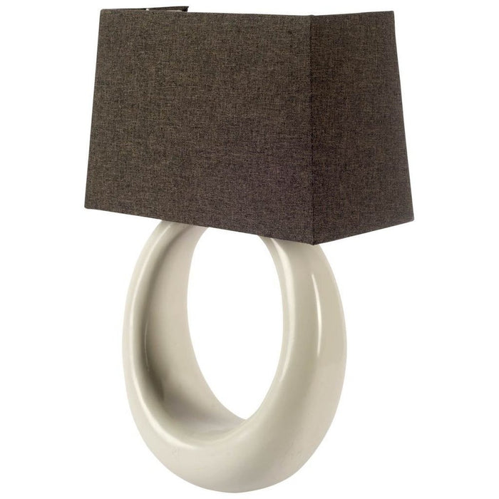 12" Dark Gray And Light Gray Resin and Fabric Armed Sconce