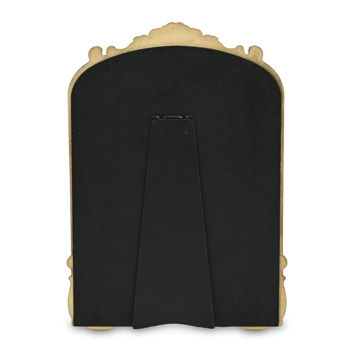 12" Gold Solid Solid Wood Scalloped Framed Makeup Shaving Tabletop Mirror
