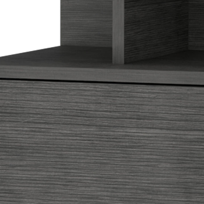 12" Gray Wood One Drawer Floating Nightstand