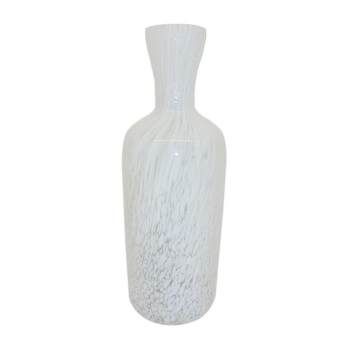 12" Opal Swirl Art Glass Cylinder Table Vase