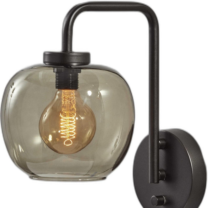 13" Black Metal and Glass Armed Sconce
