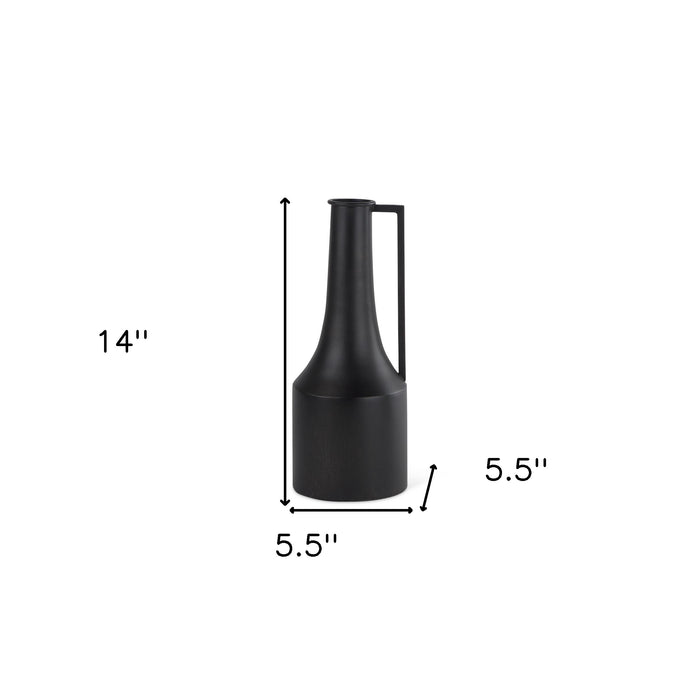 14" Black Metal Jug Vase