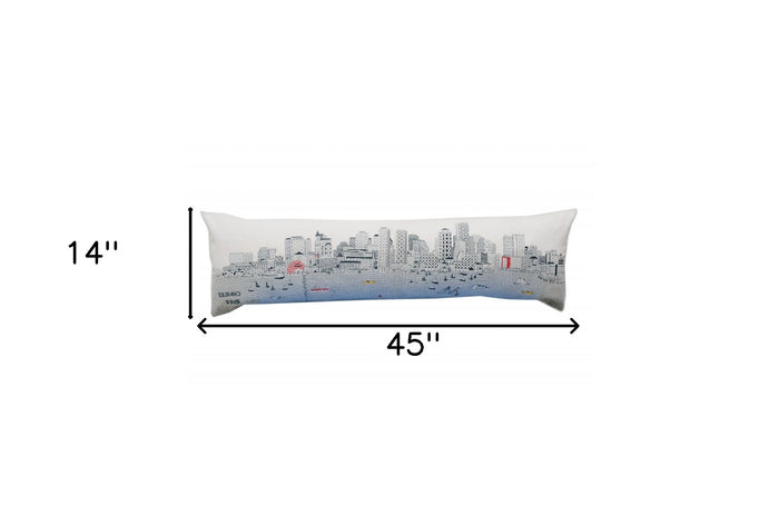 14" X 45" Cream Boston Daylight Skyline Lumbar Decorative Pillow