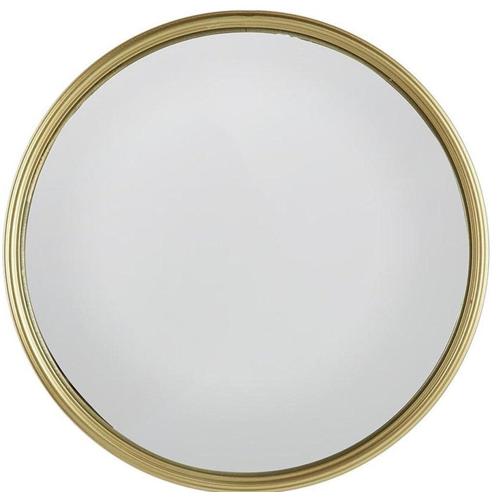 15" Gold Round Iron Textured Framed Accent Mirror