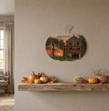 15" X 17" Black And Orange Wood Happy Halloween Pumpkin Hanging Dimensional Sculpture