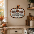 15" X 17" Black And Orange Wood Happy Thanksgiving Pumpkin Hanging Dimensional Sculpture