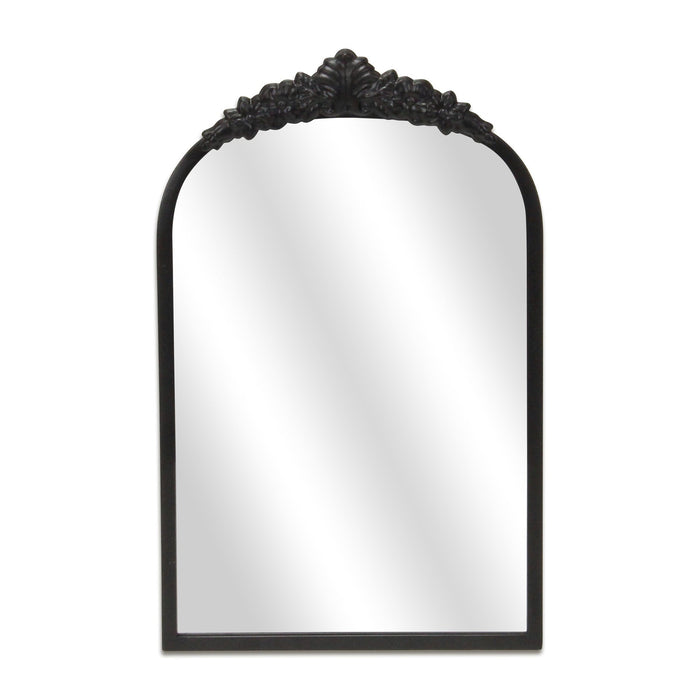 16" Black Metal Arch Accent Mirror
