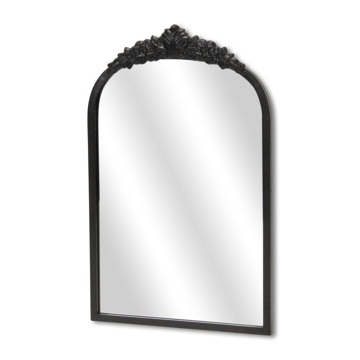 16" Black Metal Arch Accent Mirror