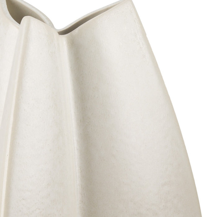 16" Off White And Tan Color Block Ceramic Table Vase