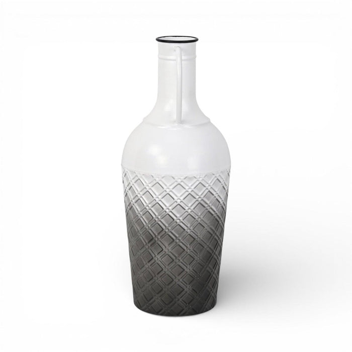 17" White And Gray Ombre Metal Cylinder Floor Vase