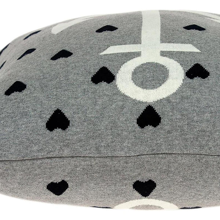 18" Black And Gray Nautical Cotton Throw Pillow