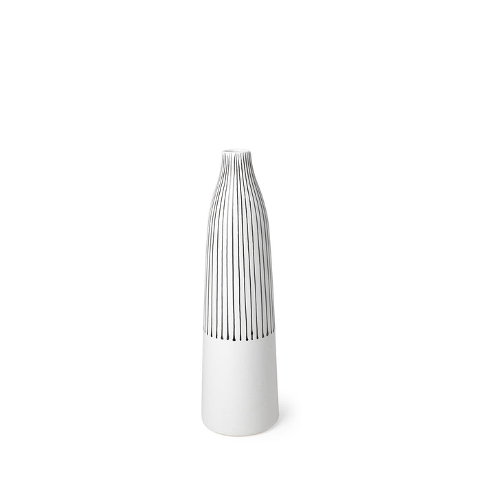 18" Black And White Abstract Cylinder Ceramic Table Vase