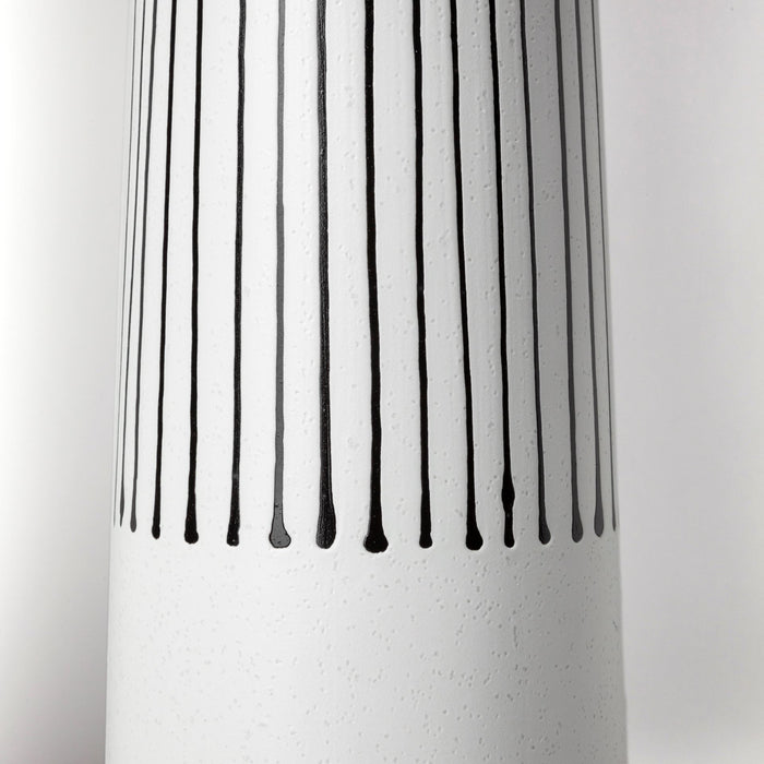 18" Black And White Abstract Cylinder Ceramic Table Vase