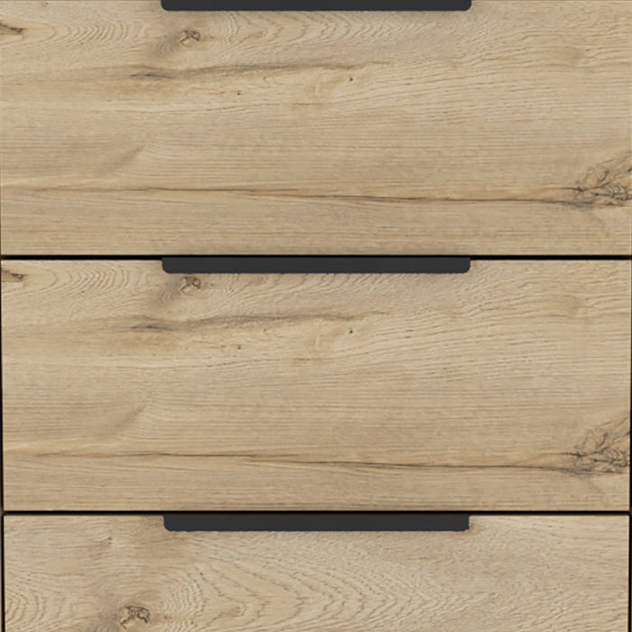 18" Brown And Black Wood Three Drawer Dresser
