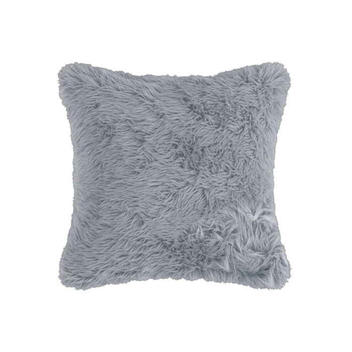 18" X 18" X 5" Grey Faux Fur  Pillow 2 Pack