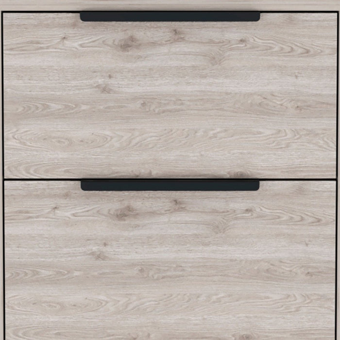 19" Light Gray Wood Two Drawer Nightstand