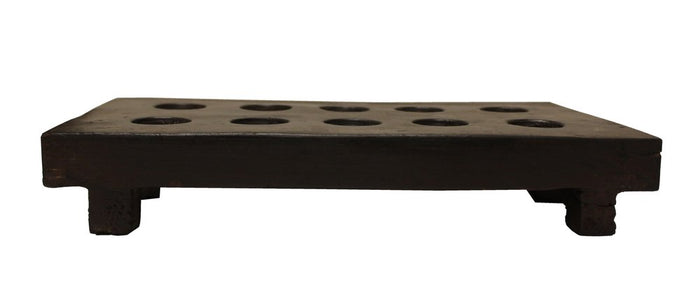2" Brown Wood Geometric Tabletop Dish Candle Holder