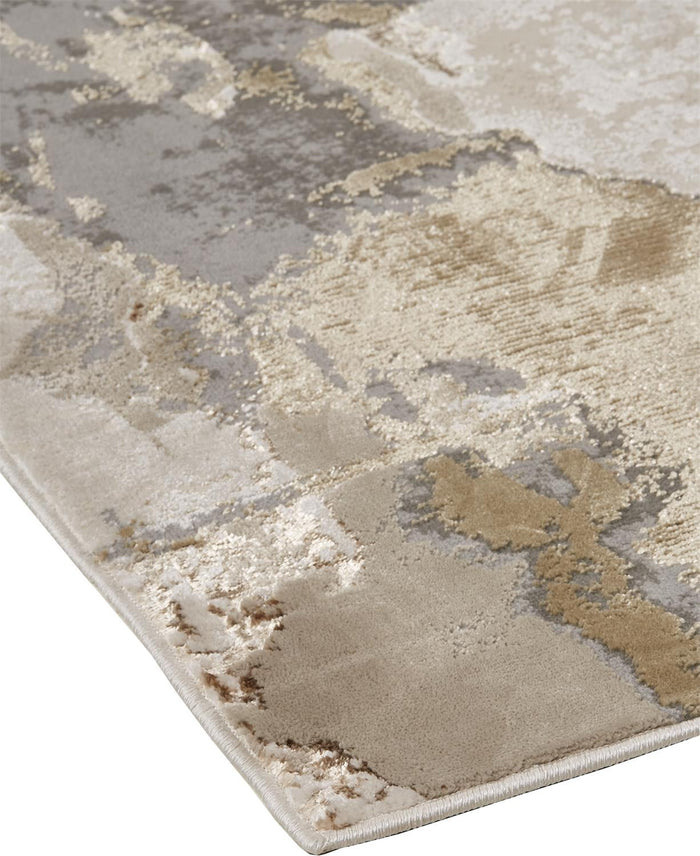 2' X 3' Ivory Brown And Gray Abstract Area Rug