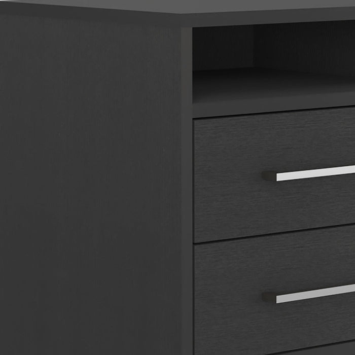 20" Black Two Drawer Faux Wood Nightstand