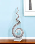 20" Clear and Brown Murano Glass Modern Abstract Tabletop Sculpture