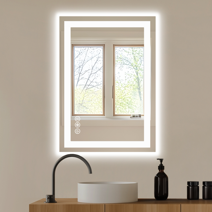 20" Lighted Frameless Anti Fog Bathroom Vanity Mirror