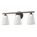 21" Bronze And White Metal and Glass Three Lights Flush Mounted Sconce