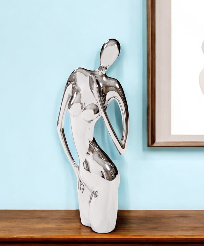 21" Nickel Glass Tabletop Sculpture