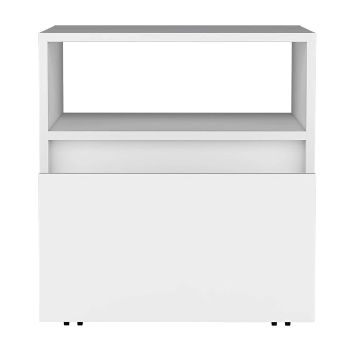 21" White Wood One Drawer Nightstand