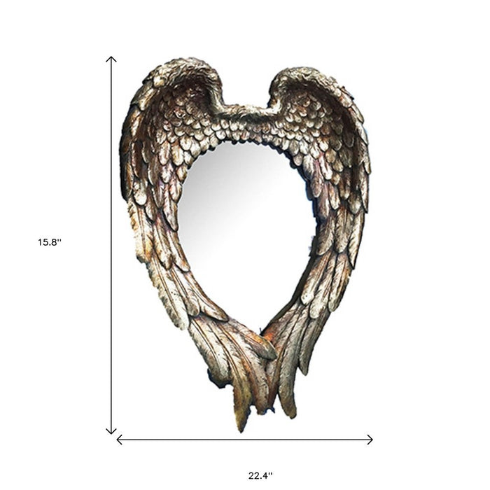 22" Antiqued Gold Heart Resin Framed Accent Mirror