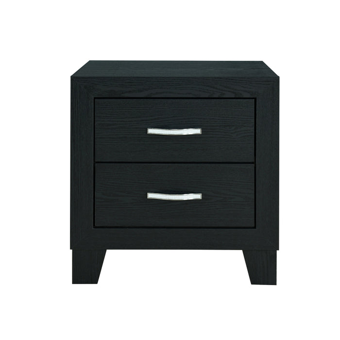 22" Black Solid and Manufactured Wood Two Drawer Nightstand