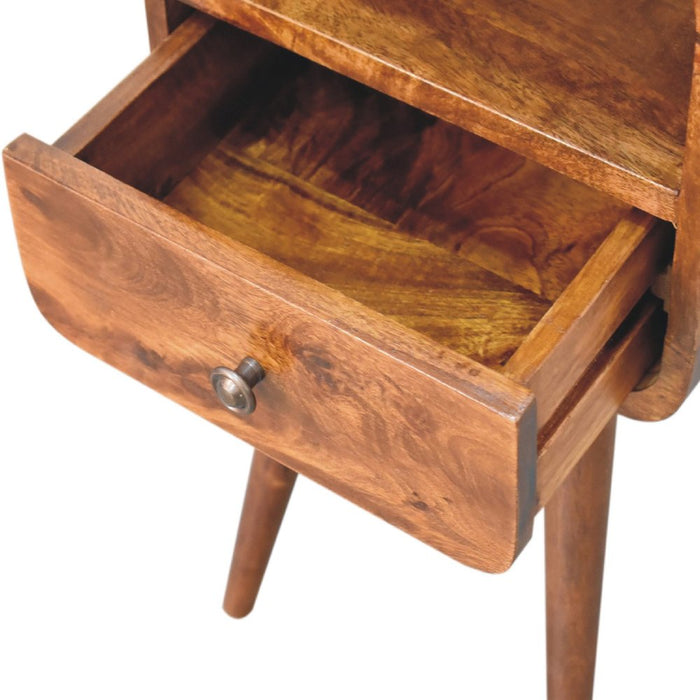 22" Chestnut Solid Wood Square One Drawer Nightstand