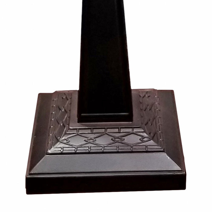 22" Dark Brown Metal Two Light Candlestick Table Lamp With White Shade