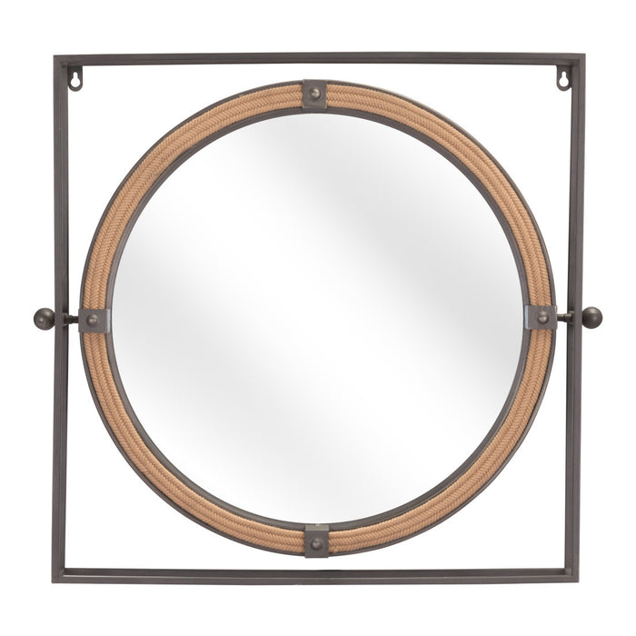 22" Gray Square Steel Framed Accent Mirror