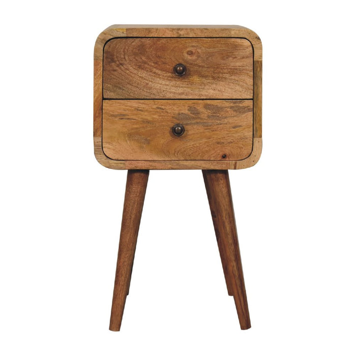22" Oak Solid Wood Square Two Drawer Nightstand
